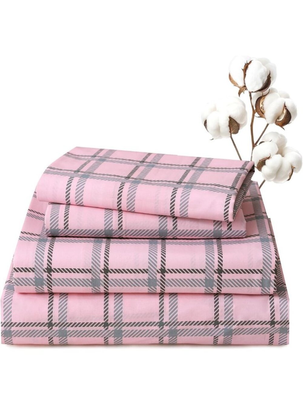 Floral 100% Cotton Queen Sheet Set - Soft Percale 4PC Bedding Essentials